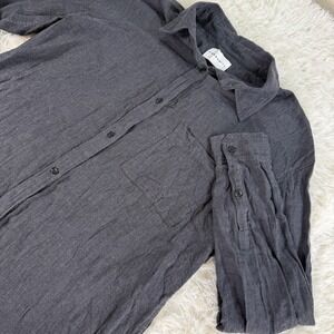 Aritzia Comminity Charcoal Grey Linen Blend High-low Button Down Shirt Small